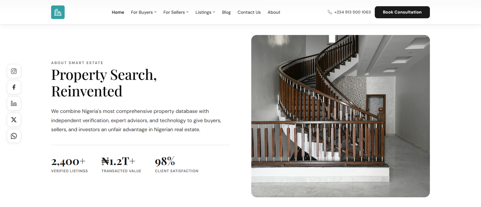 Property Search Reinvented hero block on a Smart Estate realtor website